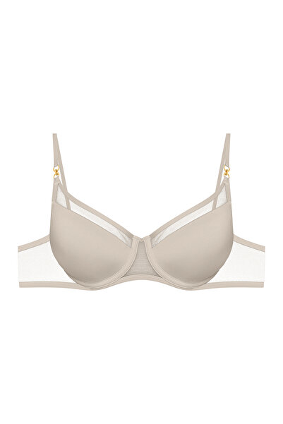 ESOTIQ Sutien push-up cu armătură, cupe fine, plasă întărită și detalii aurii, elegant și rafinat | Ova