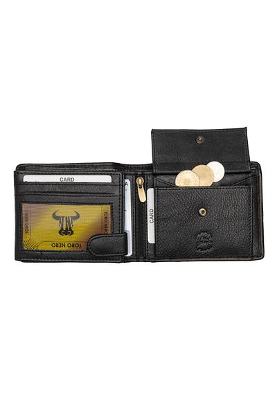Toro Nero Men's wallet made of genuine black leather Fin