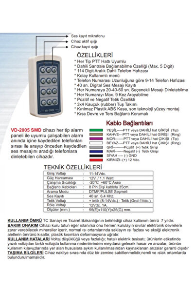 Electrosec Vd-2005 Smd Telefon Arama Modülü (HER TİP ALARM PANELİ ILE ÇALIŞABİLME)