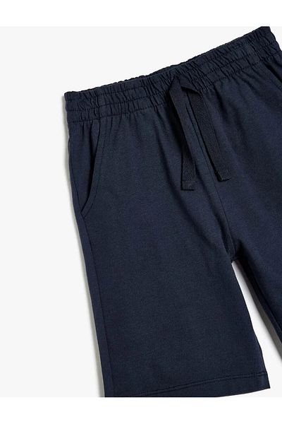 Koton Elastic Waist Cotton Basic Navy Blue Boy Shorts 5Skb40077Tk