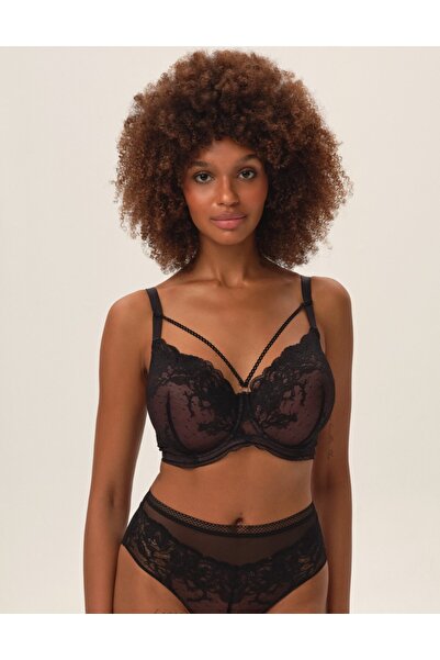 ESOTIQ Sutien ușor căptușit, cu armatură, bretele decorative în față și dantelă | Intonation