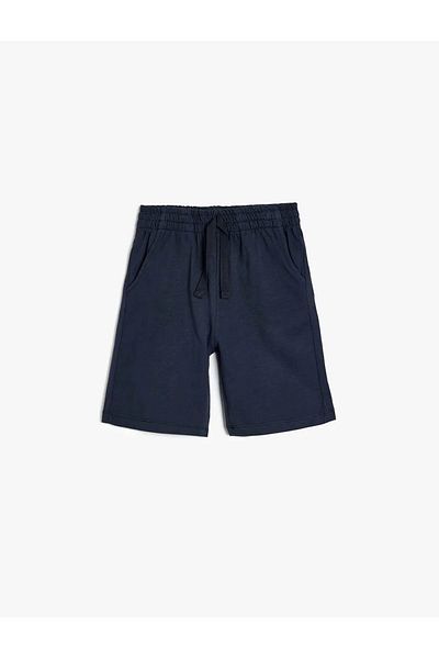Koton Elastic Waist Cotton Basic Navy Blue Boy Shorts 5Skb40077Tk