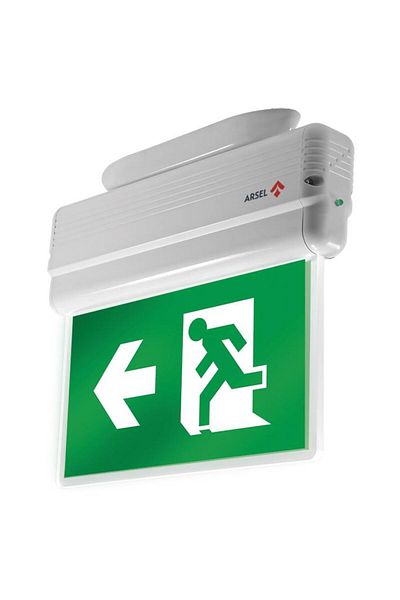 Arsel İte Ae-1223-s تركيبات توجيه مخرج الطوارئ LED المثبتة على السطح 180 D بشكل مستمر ومتقطع
