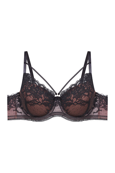 ESOTIQ Sutien ușor căptușit, cu armatură, bretele decorative în față și dantelă | Intonation
