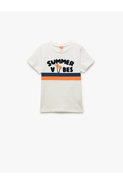 Koton Tricou cu mânecă scurtă cu decolteu rotund, cu detaliu de broderie din ...