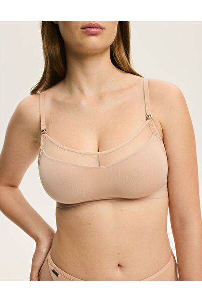 ESOTIQ Sutien moale pentru alăptare cu plasă din modal și elastan, confortabi...