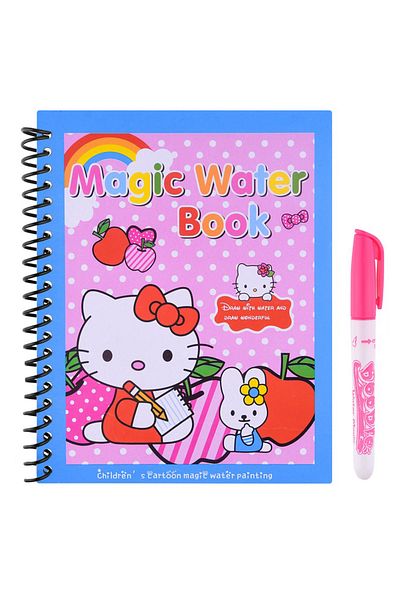 Pitikot Carte de colorat cu apa Magic Book, Reutilizabila, plina de culori vibrante, Hello Kitty