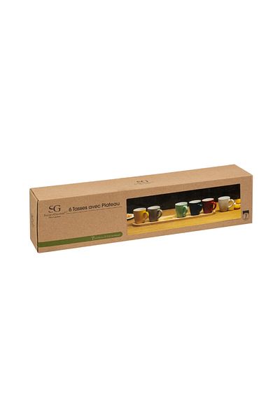 Secret de Gourmet Σετ 6 φλιτζανιών εσπρέσο Colorama, ξύλινη βάση, 8,5 X 0,98 X Υ 39,5 εκ., 90 ml