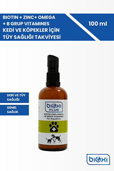 Bioxi Biotin, Omega Destekli, Kedi ve Köpek İçin, Tüy Sağlığı Takviye Edici Gıda 100 ml