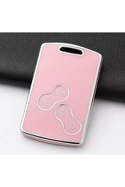 emii auto spare parts For Renault Keyless Go Clio Megane Captur Koleos Fluence Laguna Key Case Cover Pink/Silver