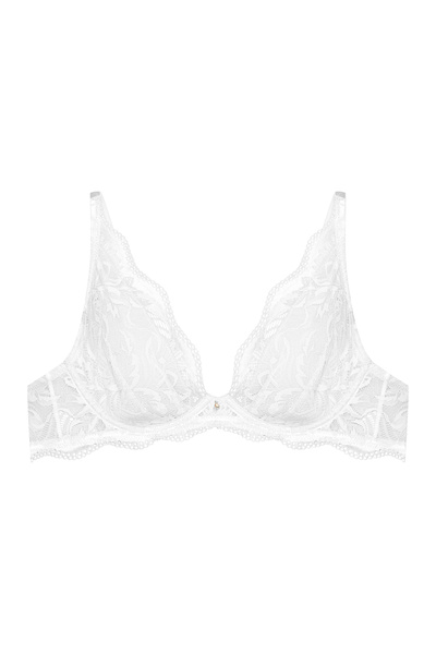 ESOTIQ Sutien triunghi moale, fără burete, cu armătură, dantelă florală și pandantiv auriu, elegant și sexy | Kavi