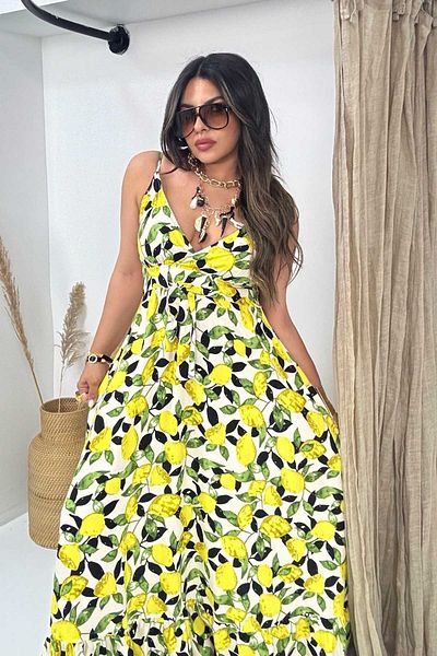 Sohotique By P Triangle Cup Detailed Maxi Dress Lemon Yellow