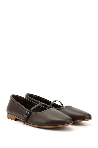 GÖNDERİ(R) Women / Girls Brown Antique Mary Jane Genuine Leather Ballerinas