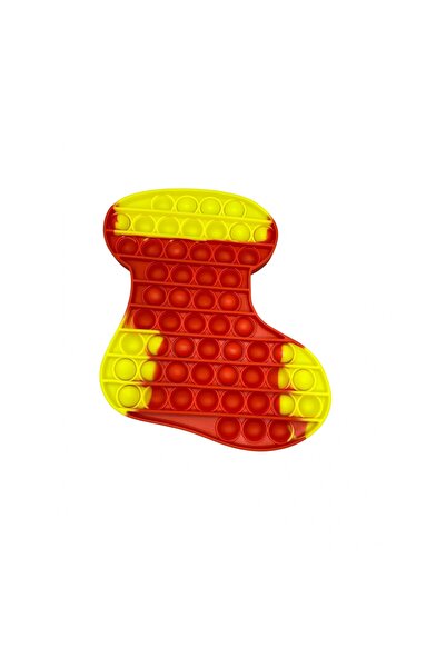 Flippy antistres siliconic, Pop It Now and Flip It, Șosetă Crăciun, Roșu/Galb...