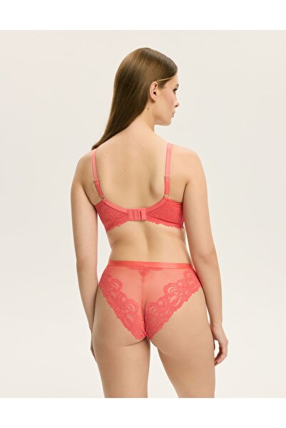 ESOTIQ Sutien semi-bumbat cu armătură, dantelă florală, inimă aurie, elegant și clasic | Lynn