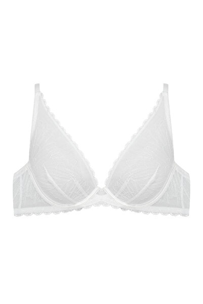 ESOTIQ Sutien triunghiular moale, fără burete, cu armătură și flori brodate, ...