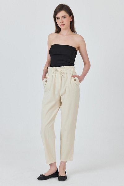 Rays Stone Pocket Button Detailed Elastic Waist Trousers 006