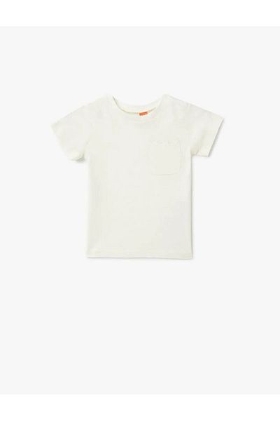 Koton Cotton Crew Neck Short Sleeve Ecru Baby Girl T-Shirt 5Smg10105Ak