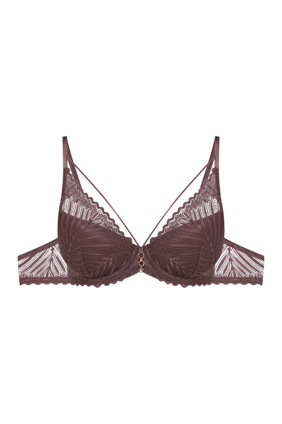 ESOTIQ Sutien push-up cu armătură, bretele decorative din dantelă botanică și...