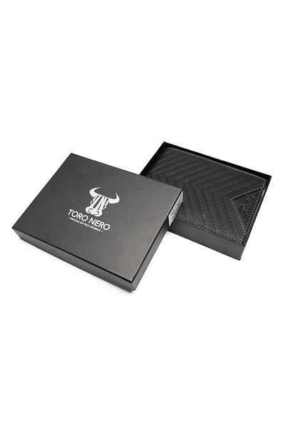 Toro Nero Men's Wallet Made Of Black Genuine Leather Design