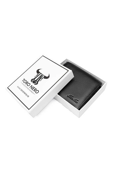 Toro Nero Men's Wallet Made Of Genuine Leather, Black, Penna, Rfid Protection