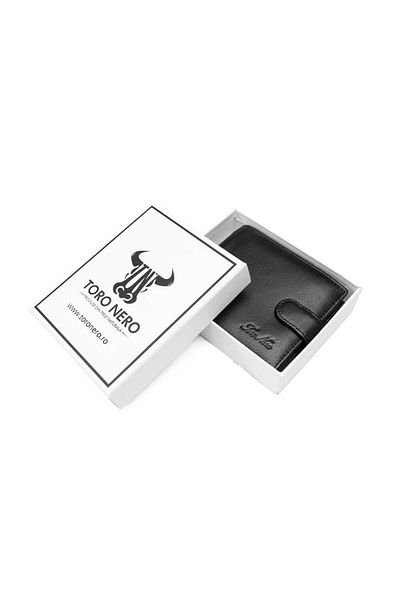 Toro Nero Men's Wallet Made Of Genuine Leather, Black, Vita Opzioni, Rfid Protection
