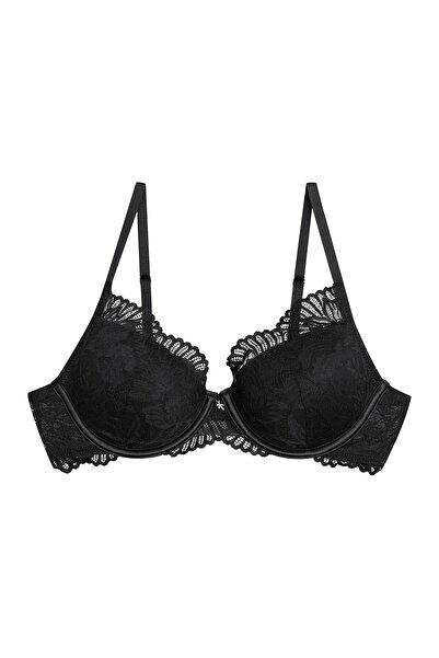 ESOTIQ Sutien push-up cu armătură și dantelă botanică decorativă, pandantiv a...