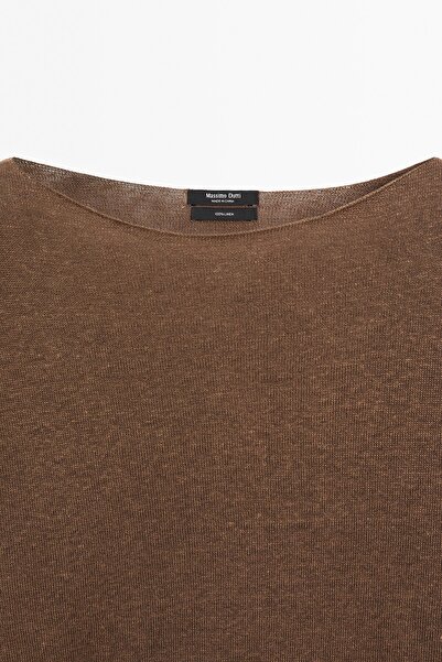 Massimo Dutti %100 keten kayık yaka kazak