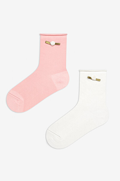 Penti Ретро розови многоцветни чорапи от 2 части за момиче