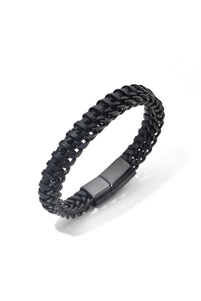 Toro Nero Brățară bărbătească din piele naturală neagră Giny