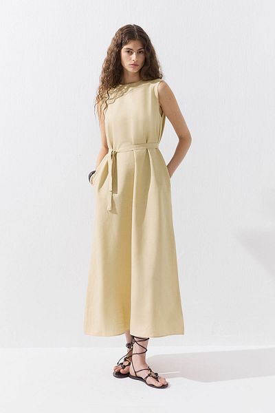 Hooopstore Φόρεμα Lyocell Linen Zero Sleeve Sand Beige