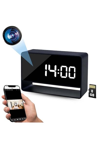 iUni Mini Desk Clock Camera Ip27 Mini, 8gb, Full Hd, 150°, Night Vision, Live View On Phone