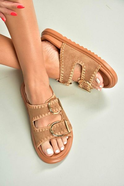 Fox Shoes U267146202 Tan Suede Women's Slippers