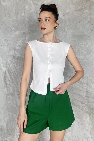 GÜLSELİ White Women's Self-Line Patterned Vest