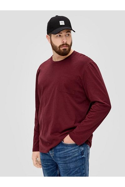 s.Oliver Men's Big Size Long Sleeve T-shirt, Crew Neck And Chest Pocket, Big Sizes