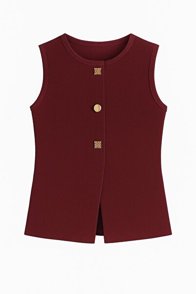 HAKKE Λεπτομερής υφαντή ΜΠΛΟΥΖΑ με λαιμόκοψη με κουμπιά