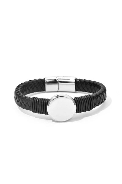 Toro Nero Brățară bărbătească din piele naturală, argintie, tip ceas