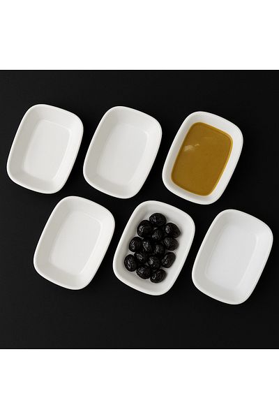 Atlas Unbreakable 6 Pieces Sauce Bowl Breakfast Plate White Melamine 12 cm Restaurant Spreader Ideal for Breakfast