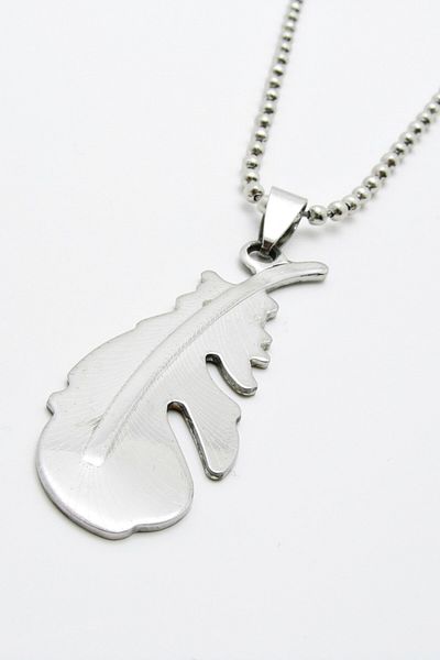 Takı Dükkanı Bird Feather Men's Steel Necklace with Chain 2 Colors cck01