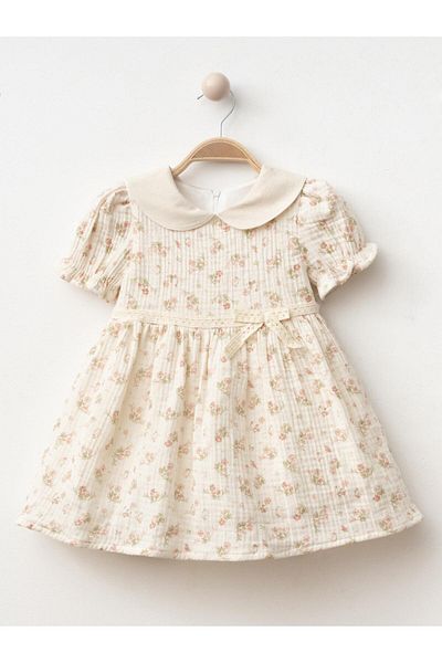 ALPİDS Baby Girl Zippered Flowery Muslin Dress