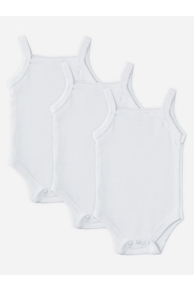Babies Basic By Styli Pack of 3 - Solid Combed Cotton Sleeveless Bodysuit