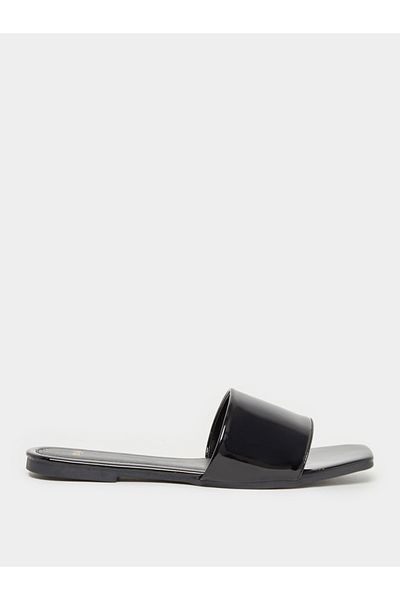 Styli Leather Look Open Toe Flat Sandals