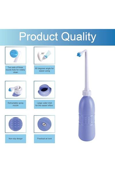 MACON ECVV SHOWAY Portable Shattaf Bidet Bottle (Large, 650ml, Blue)