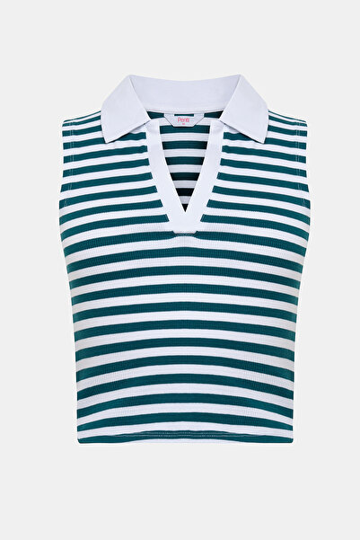 Penti Polo Yaka Çizgili Çok Renkli Üst