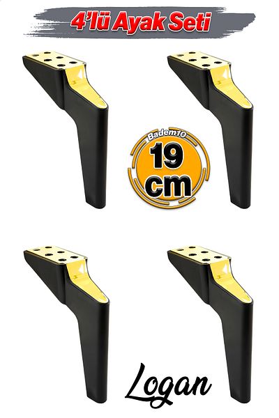 Badem10 Logan 19 Cm Negru Aur 4 Buc Set Mobilier Tv Unitate Consolă Fotoliu Canapea Suport Picior Picioare M8