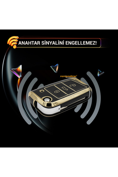 Rem Anahtar Oto Elektronik Anahtar Golf Polo 3 Button Switch Nano Switch Case - Black