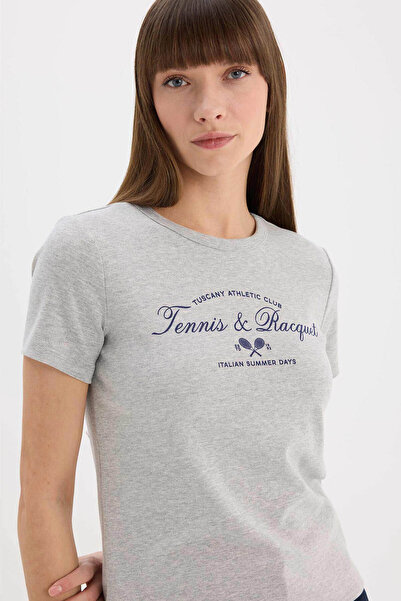 DeFacto Graues Damen-T-Shirt E5067AX/GR210