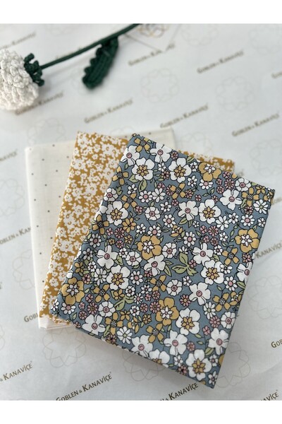 goblenkanaviçe Pamuklu Kumaş Seti, Poplin Kumaş, Desenli Kumaş, Kırkyama Kuma...