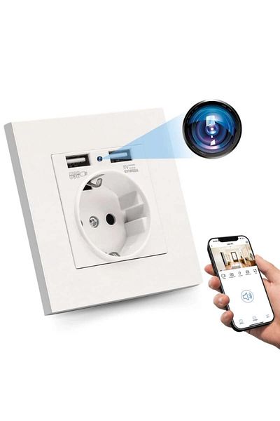 iUni Mini Camera Socket Pr1, Wi-fi, Full Hd, 2 Usb-a Ports, Microsd Card Slot