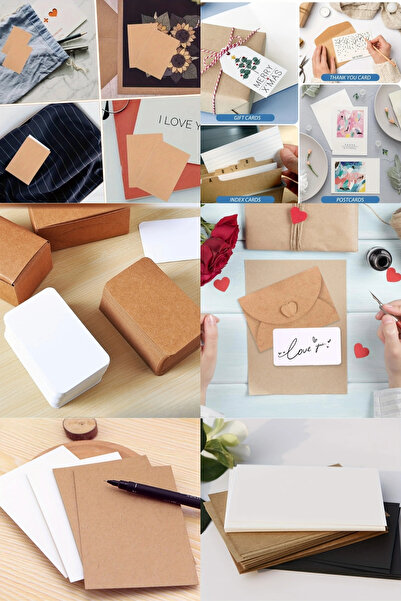 İstisna 50 Adet Premium Kalın Kraft Kağıt Not Yazmak Grafiti ve Projeleri için Zarf içi Not Kartları